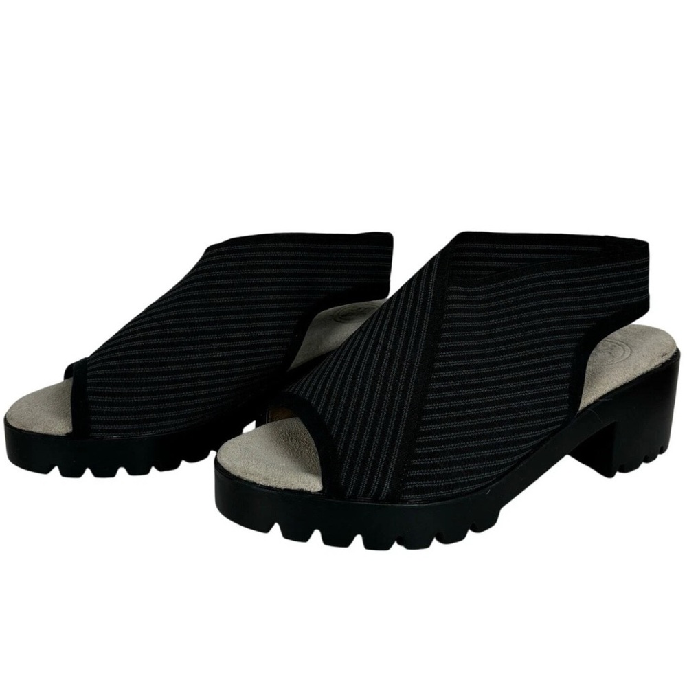 Charleston Shoe Co. Stuart Shoes Black Stripe Sandal 10 Brand New in Box